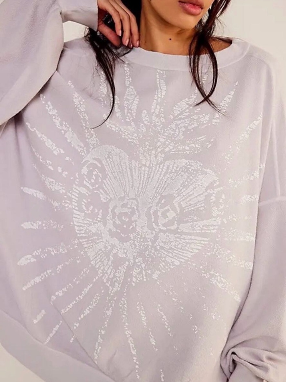 We The Free Juliet Graphic heart pale lilac Pullover